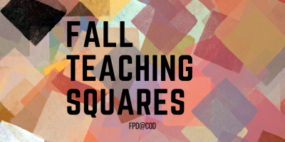 colorful background of overlapping squares under the text Fall Teaching Squares